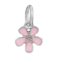 Pink enamel daisy flower charm with silver-edged petals for DIY jewelry making - Light Pink 5-Petal Flower Charm (028)