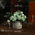 Realistic light pink and green artificial potted flower in a white ceramic Life jar - Rounded Handle Pot / Light Green-With Handle