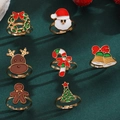 Detail of 7-piece Christmas ring set featuring Santa, reindeer and tree enamel designs - Christmas Elements 7-Piece Ring Set (8325)