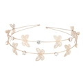 Double-layered golden headband with filigree butterflies and sparkling rhinestones - Butterfly Style (FG147) / Gold