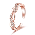 Minimalist rose gold twisted ring with inlaid diamonds and adjustable open band design - Twisted Rhinestone / Rose Gold-J260