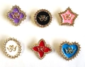 Set of six colorful alloy floral brooches with rhinestones and crown M design - Enamel Six Colors Crown Letter Style (KZ066)