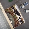 Detail of a rectangular non-slip rug with vintage cow painting and stone bridge pattern - 40x60cm / Vintage Stone Bridge