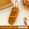 Cute dark brown baguette plush keychain with embroidered face and capybara card, 5x11cm - Charm / 1# Baguette Doll Keychain