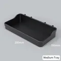 Matte black rectangular storage shelf for pegboard, size 200x100mm with hooks - Medium Shelf - Black