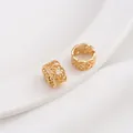 Exquisite 14K gold plated hollow spacer beads with zircon stones for DIY jewelry making - 9# Hollow Pattern / 9x5mm / 14K Gold