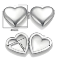 Polished silver heart locket pendant with vintage floral engraving for photos - A13-Large Smooth