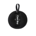 Éponge de douche ronde noire avec sangle Cool Boy et cordelette pour exfoliation douce - Noir brillant-Sac OPP