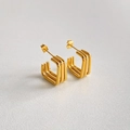 Minimalistische dreilagige quadratische geometrische Ohrstecker in Gold-Finish - Gold (DEK1583)