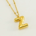 Golden puffy bubble letter Z pendant necklace in 18K gold plated stainless steel - Letter Z / Gold