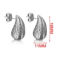 Silver teardrop earrings in 18K gold plated titanium steel with textured dot pattern - Single Piece / Steel-Dotted