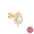 Elegant gold plated S925 sterling silver stud earring featuring a pear cut cubic zirconia - Single Stud Earring / Teardrop-Gold