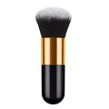 Flat top foundation brush with black and white bristles and a glossy short handle - Large Round Head / Black & Gold