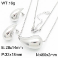 Polished silver stainless steel jewelry set with teardrop necklace and earrings - Silver Style (KS217585-KFC)