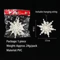 Gran adorno de copo de nieve de Navidad blanco brillante de 13cm para decoración festiva - Estilo Copo de Nieve de Triple Capa (W1-33) / 1 Pieza/Paquete / Blanco