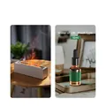 White 3D flame aroma diffuser set with a 10ml essential oil bottle for home office - DQ711 Square Type / With 10ml Fresh Essential Oil / White