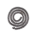 Flat disc-shaped hematite bead bracelet in dark grey metallic finish with spiral wrap - Black Spacers