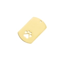 Dettaglio della piastrina dorata per cani con intaglio a forma di zampa e finitura - Placcato Oro 18K
