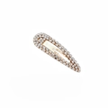 Golden drop-shaped metal hair clip paved with clear rhinestones on white background - Gold Snap Clip (C2133)
