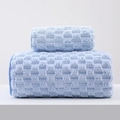 Light blue waffle textured coral fleece bath towel set with soft absorbent fabric - Towel 35*75cm / Cloud Fleece Sky Blue
