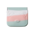 Mini silicone storage pouch with blue-pink bear design and squeeze closure for earbuds - Green-White-Pink