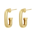 Gros plan de boucles d'oreilles dorées en U avec design géométrique minimaliste en métal - VE1206 Puces d'Oreilles en Forme de U / Or