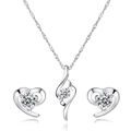 Elegantes Silber-Schmuckset mit Tropfenhalskette und herzförmigen Ohrsteckern - Silber Stromlinienförmige Welle (1875)