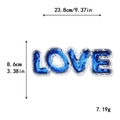 Patch à paillettes LOVE bleu et argent pour décoration de vêtements 23,8cm - LOVE (Bleu/Argent)