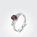 Vintage S925 Sterlingsilber Ring mit ovalem rotem Edelstein und Blattdetails - US Größe 5
