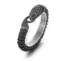 Bracciale a serpente argento vintage da uomo con trama a squame finemente incisa stile punk - Nero Vintage (KB144343-KJX)