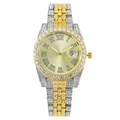 Luxury two-tone ladies watch with diamond-set bezel and Roman numerals dial - Gold Dial Two-tone Band