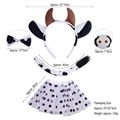 5-piece cow costume set with plush ears headband, bowtie, tail, nose and polka dot tutu - Soft Coffee Horned Cow 4-Piece + Tutu