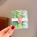Green series ruffled hair ties for kids in a transparent box with cartoon label - Mixed Green