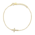 Bracciale in argento 925 dorato con ciondolo a croce e piccolo cuore inciso S925 - Stile Croce In Zirconia / Oro