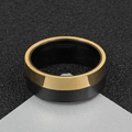 Men's punk black and gold two-tone stainless steel ring with brushed and polished finish - One Size / Black + Gold