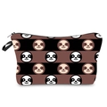 Detailed view of cartoon sloth print stripes on a portable travel toiletry bag - Black and White Striped Sloth (hzb956)
