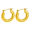 Chic golden hoop earrings with classic quilted texture and elegant C-shaped structure - Rhombus Embossed C-Shape