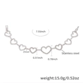 Bracciale a cuore in acciaio inossidabile argento con zirconi e misura della lunghezza - Cuore 19cm / Acciaio Cuore Zircone