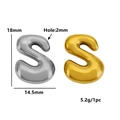 Pendentif lettre S 3D bullée en or et argent avec mesures de dimensions - Lettre Bulle - S