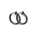 Punk style matte black stainless steel spring hoop earrings for non-pierced ears - Black