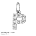 Sparkling silver pavé alphabet P pendant charm with clear zircons for DIY jewelry - P-Silver