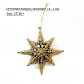 Golden Christmas star ornament with intricate cutout pattern, size 13x13x4 cm - Gold Hollow Octagram (LF-7110G)