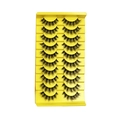 Set of 10 pairs of 3D fluffy black false eyelashes displayed in a yellow tray - Yellow Tray Wispy (10 Pairs)