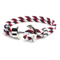Nautisches geflochtenes Armband mit silbernem Ankerverschluss in Rot, Weiß und Blau - Rot Weiß Blaues Seil Silberne Schnalle