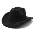 Chapeau de cowboy noir en peluche élégant avec large bord et texture en feutre - M / Noir