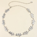 Silver metal waist chain belt with diamond wave pattern for beach dresses - Wave Rhombus Style / 19453 Silver