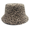 Damen-Anglerhut mit Leopardenmuster aus Cord, doppelseitiges Design für Outdoor-Mode - M (56-58cm) / Hellbraun Leopardenmuster (1#)