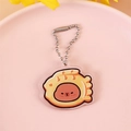 Cute acrylic Capybara keychain in taiyaki costume with a silver ball chain - Capybara Taiyaki Style