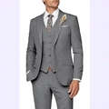 Three-piece men's slim fit suit in grey with blazer, vest and trousers for formal events - XXS / Gray