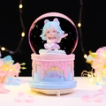 Pink and blue gradient musical crystal ball featuring a cute Lolita guitar figure - 2527 Blue Base / Medium 80# LED Light+Music